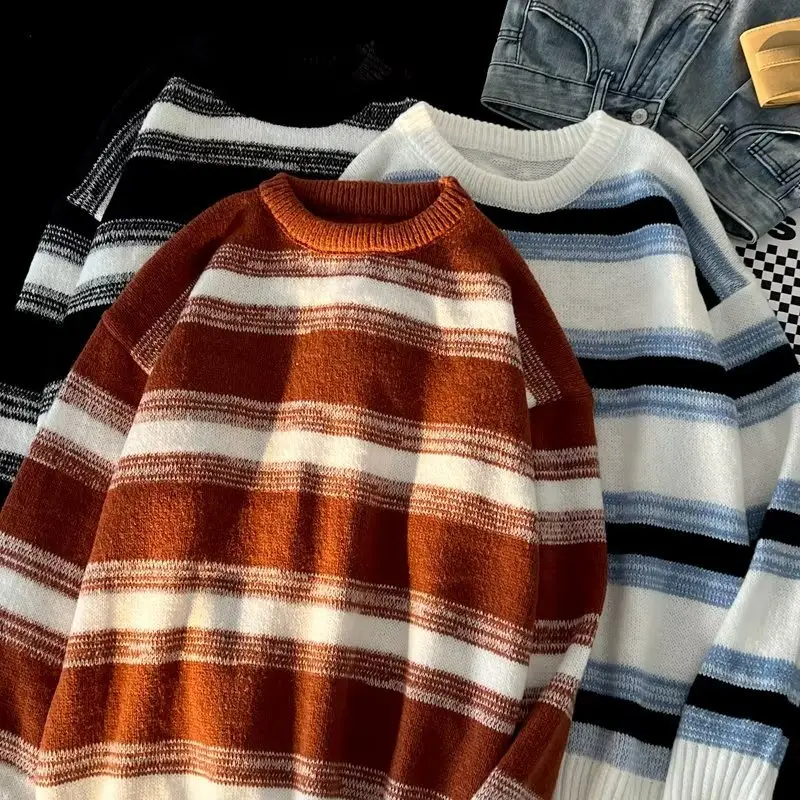 Winter Striped Knit Sweater Men's Korean Style - Image 3