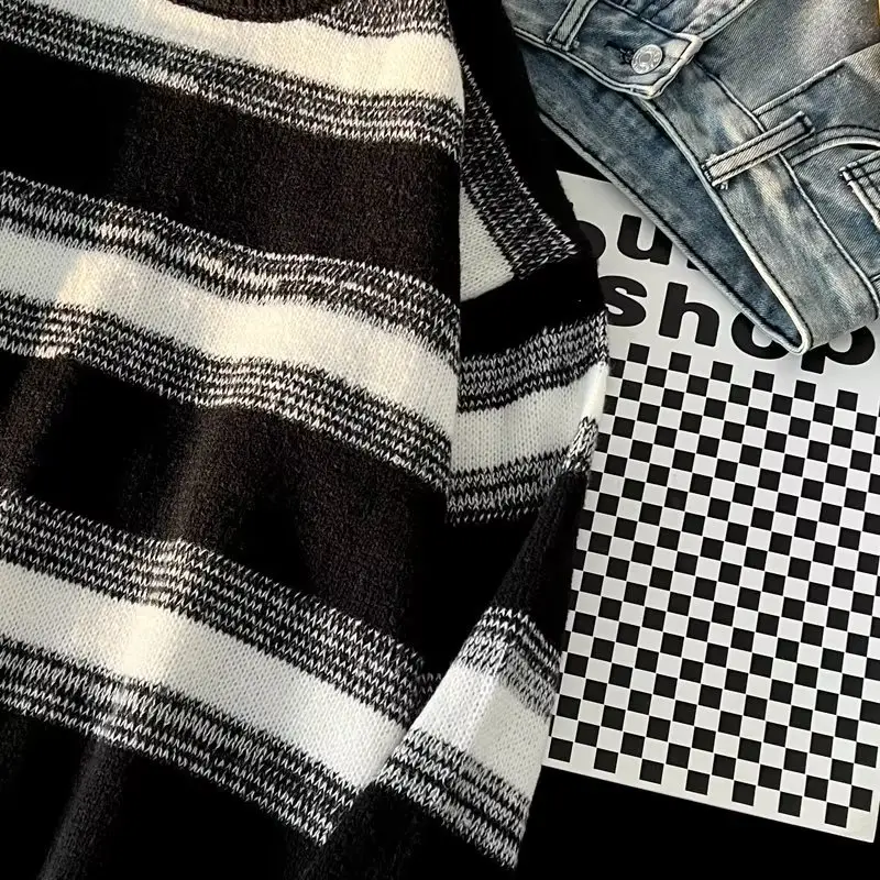 Winter Striped Knit Sweater Men's Korean Style - Image 4