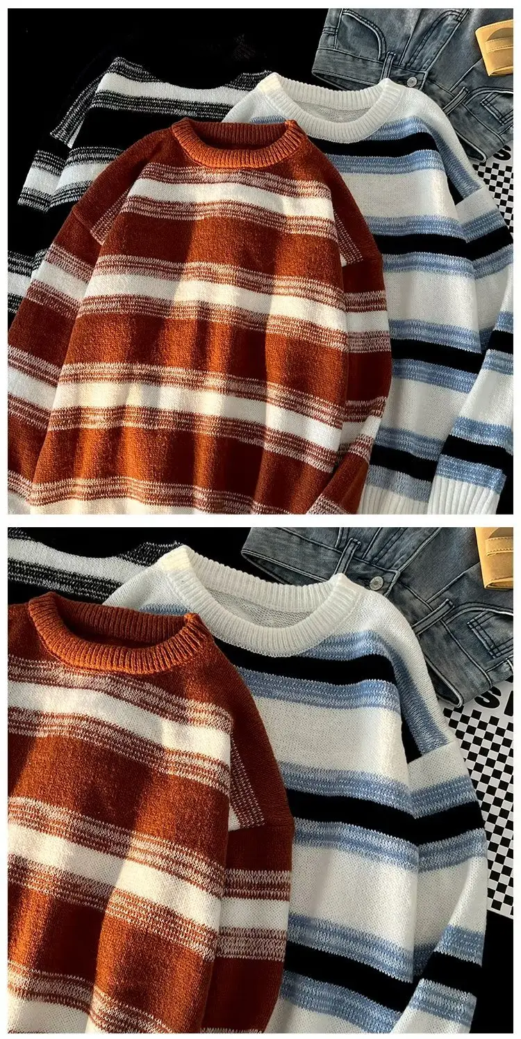 Winter Striped Knit Sweater Men's Korean Style — feature 18