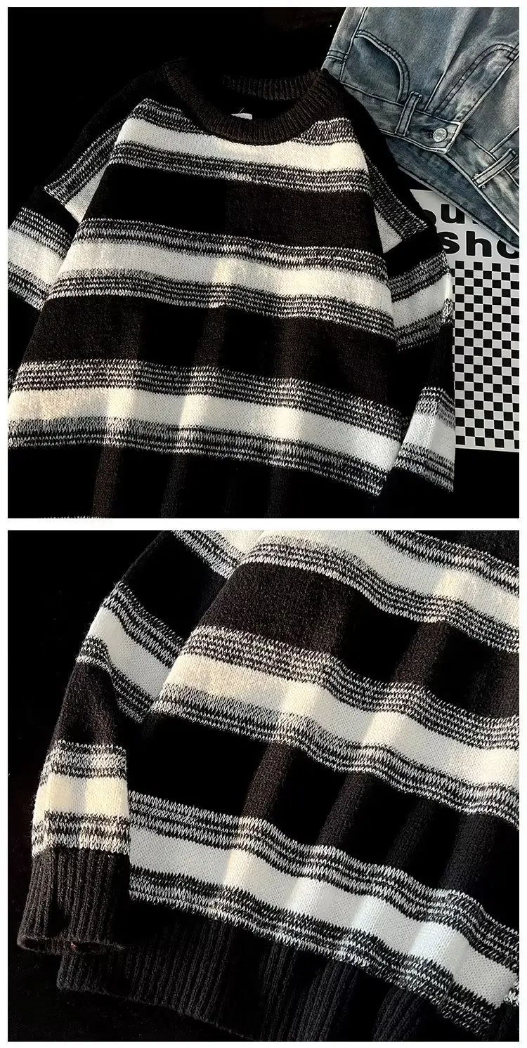 Winter Striped Knit Sweater Men's Korean Style — feature 20