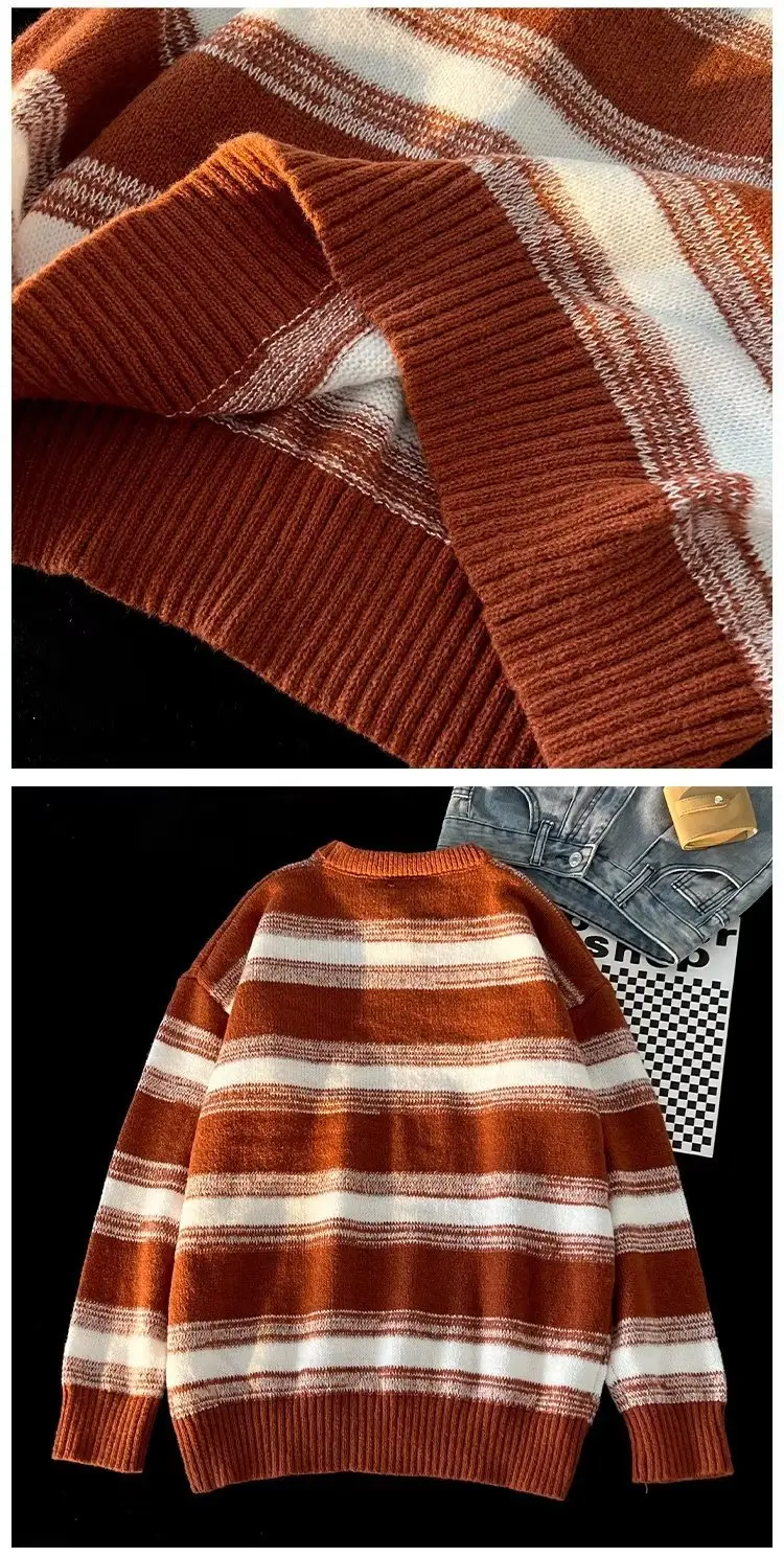 Winter Striped Knit Sweater Men's Korean Style — feature 25
