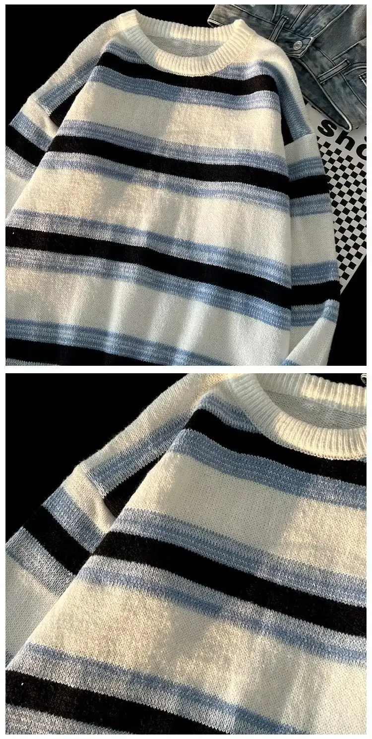 Winter Striped Knit Sweater Men's Korean Style — feature 27