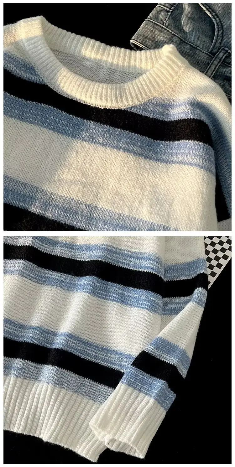 Winter Striped Knit Sweater Men's Korean Style — feature 28