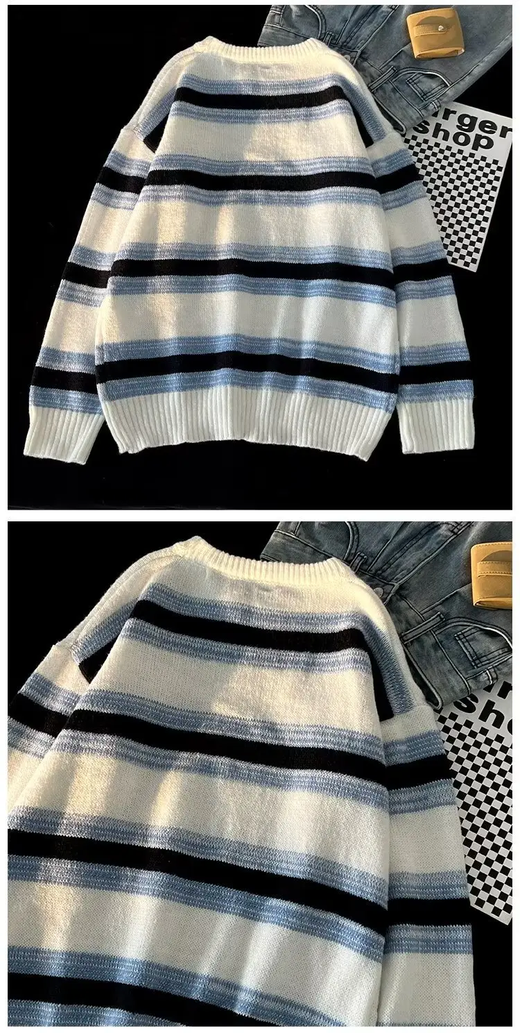 Winter Striped Knit Sweater Men's Korean Style — feature 30