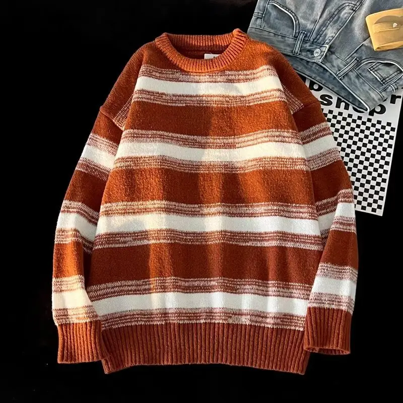 Winter Striped Knit Sweater Men's Korean Style — feature 34