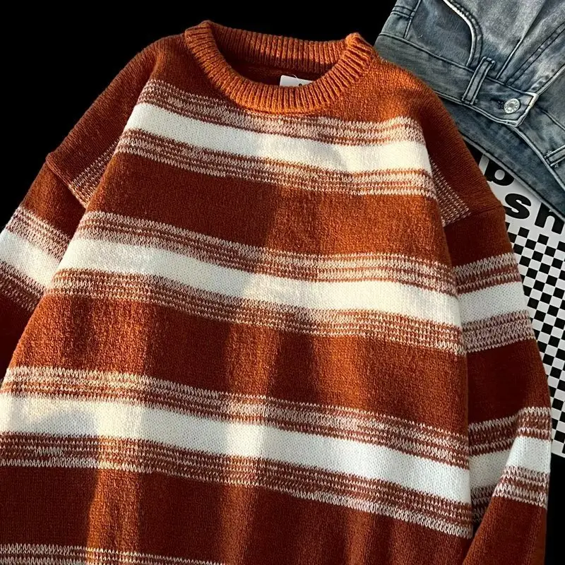 Winter Striped Knit Sweater Men's Korean Style — feature 35