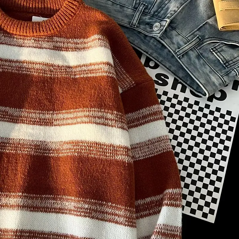 Winter Striped Knit Sweater Men's Korean Style — feature 36