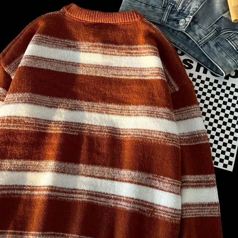 Winter Striped Knit Sweater Men's Korean Style — feature 43
