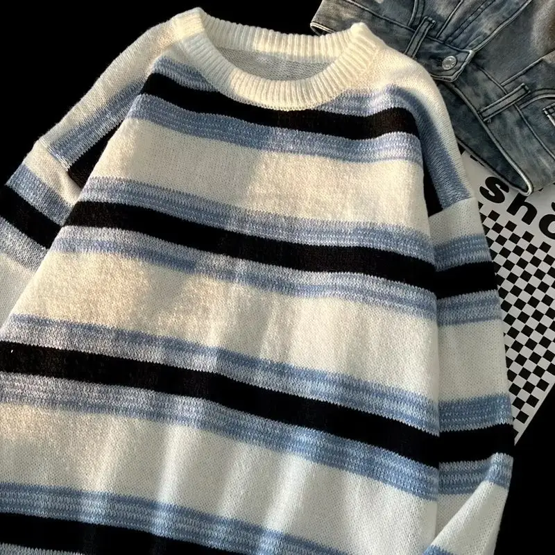 Winter Striped Knit Sweater Men's Korean Style — feature 47