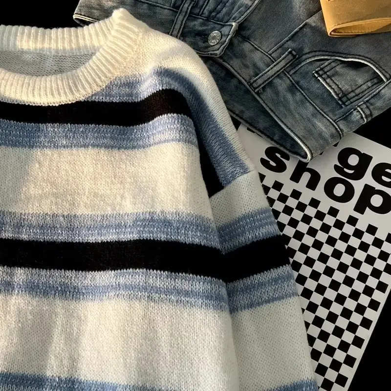 Winter Striped Knit Sweater Men's Korean Style — feature 48