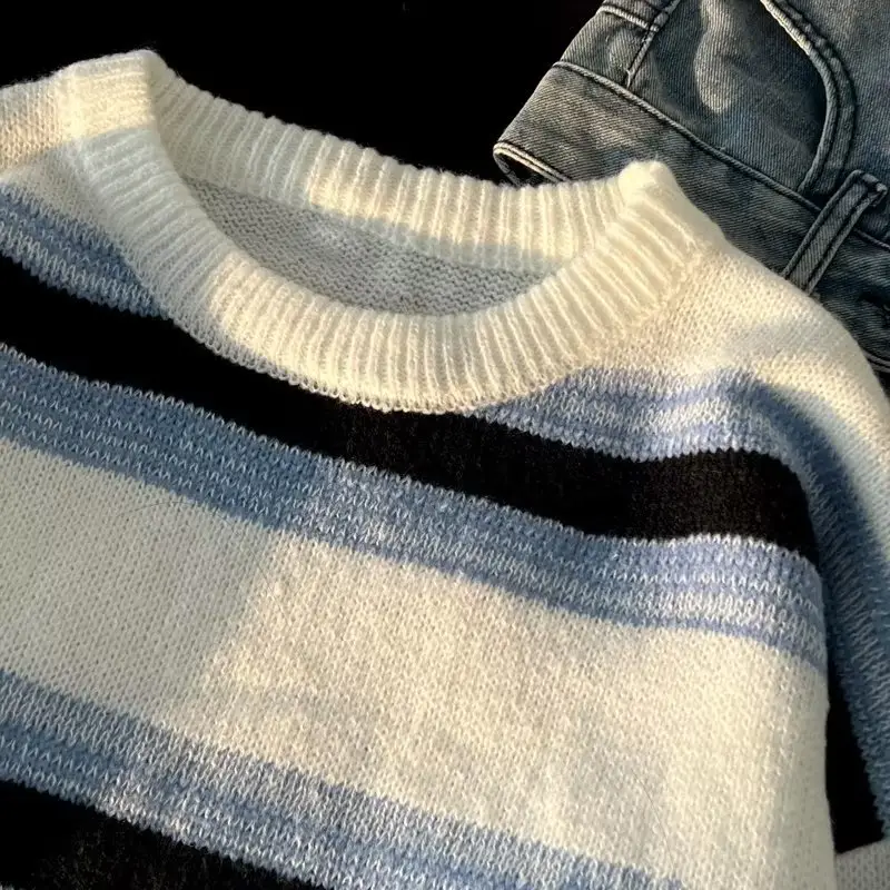 Winter Striped Knit Sweater Men's Korean Style — feature 50
