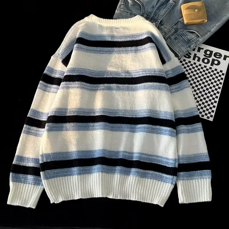 Winter Striped Knit Sweater Men's Korean Style — feature 54
