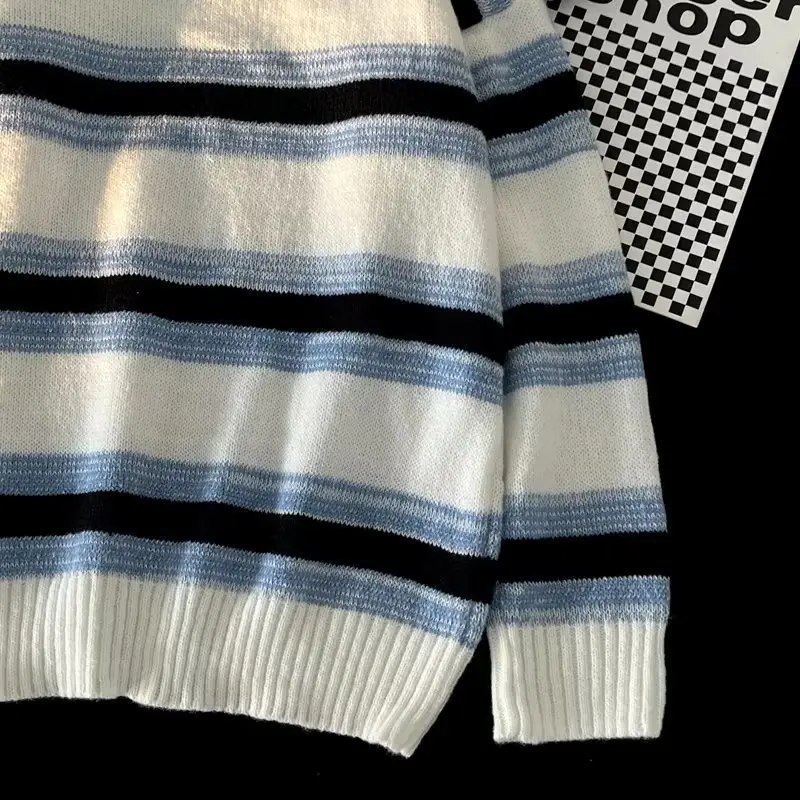 Winter Striped Knit Sweater Men's Korean Style — feature 56