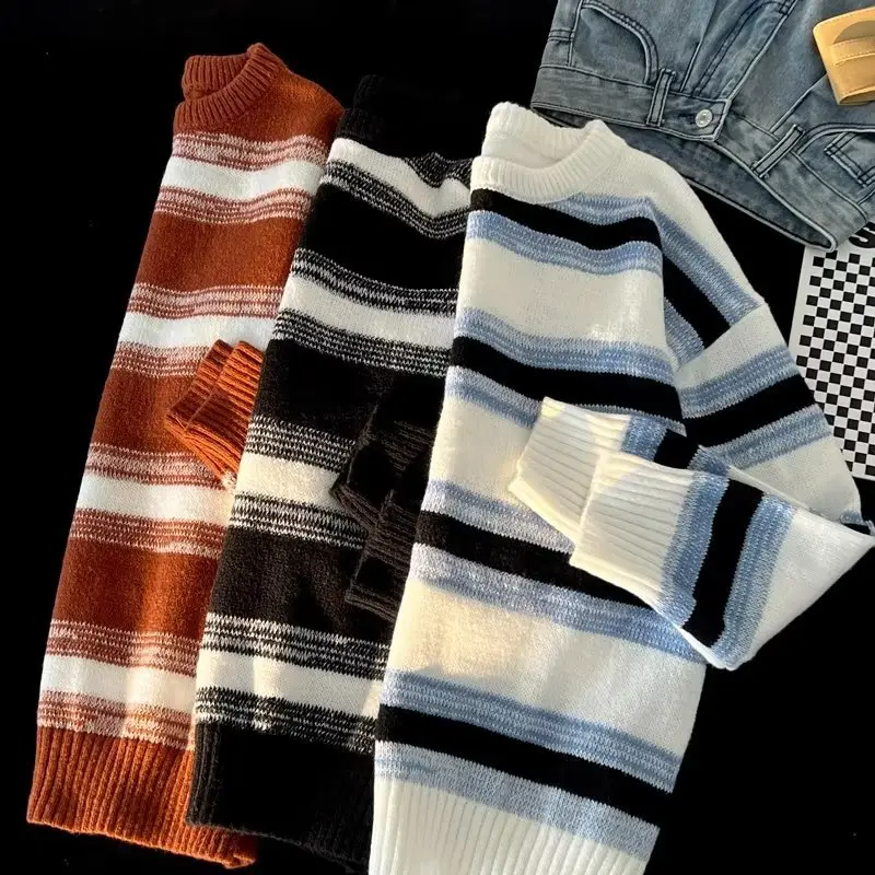 Winter Striped Knit Sweater Men's Korean Style — feature 62