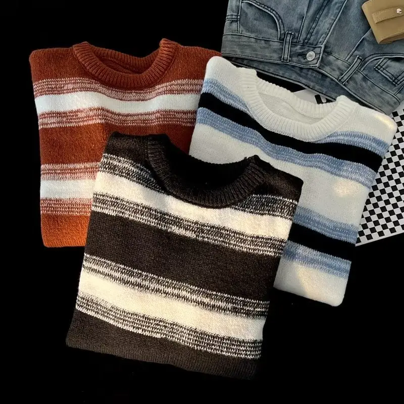 Winter Striped Knit Sweater Men's Korean Style — feature 64