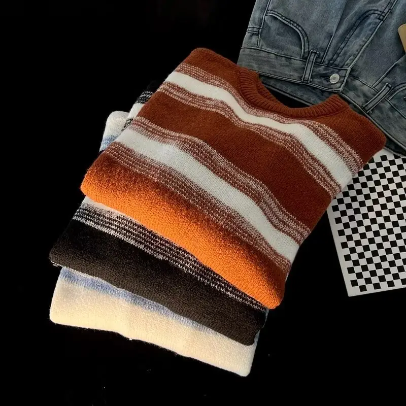 Winter Striped Knit Sweater Men's Korean Style — feature 65