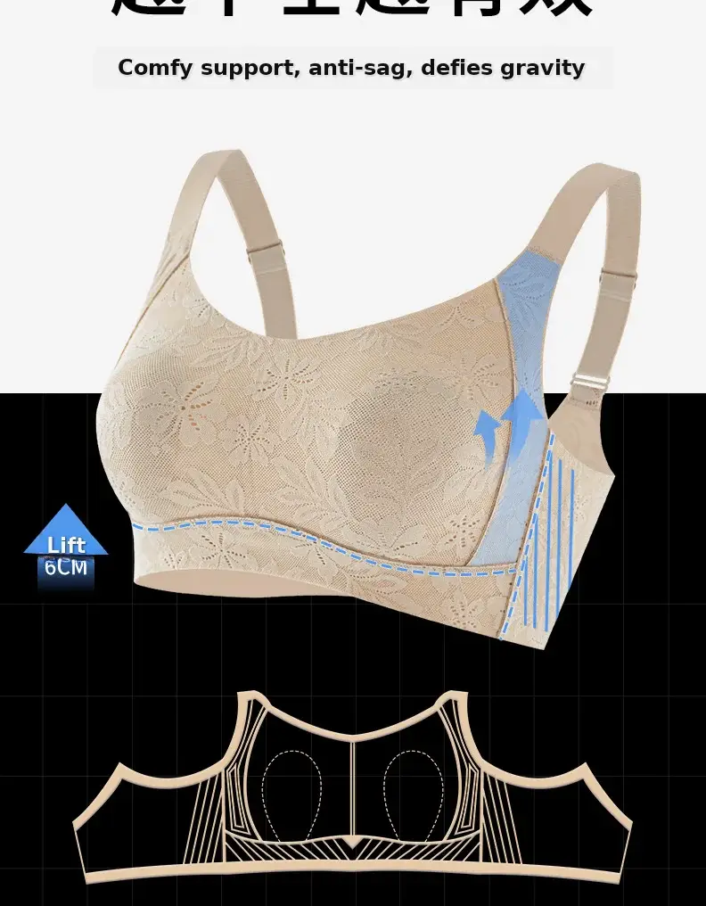 Women's Adjustable Plain Bra Grey Plus Size — feature 28