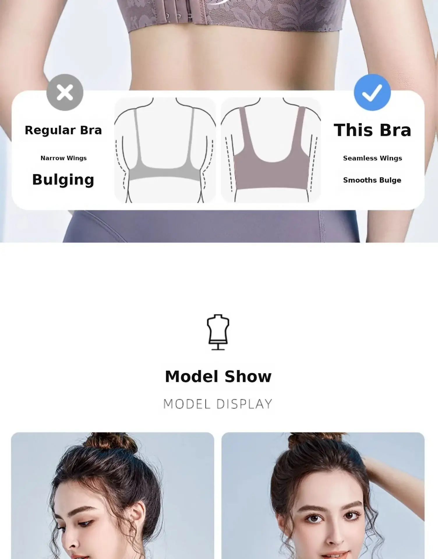 Women's Adjustable Plain Bra Grey Plus Size — feature 35