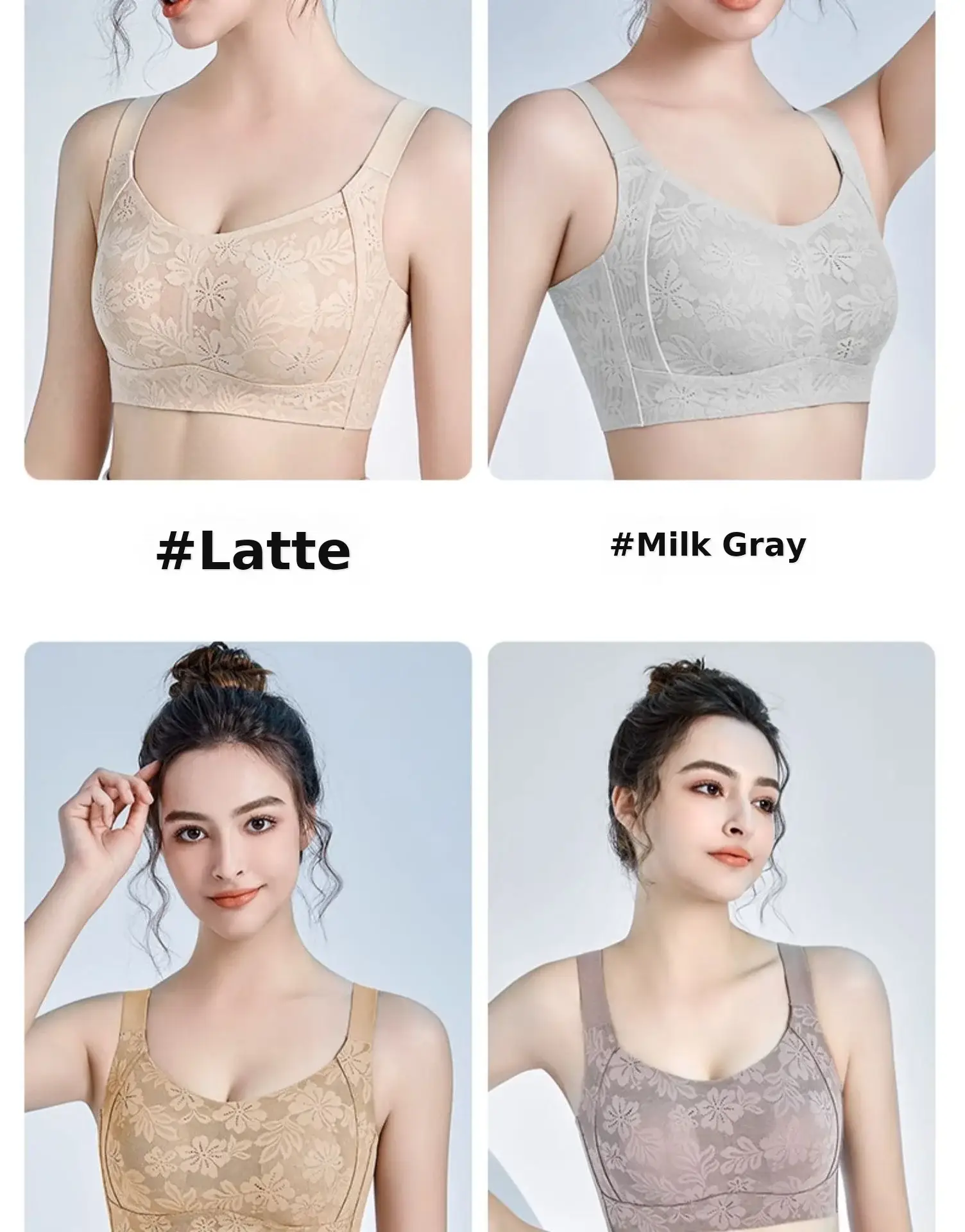 Women's Adjustable Plain Bra Grey Plus Size — feature 36