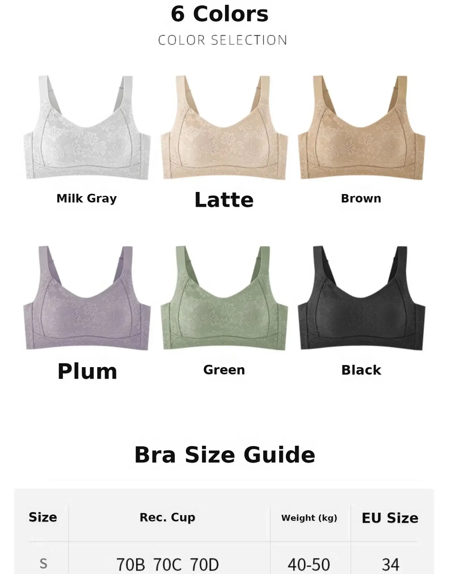 Women's Adjustable Plain Bra Grey Plus Size — feature 38