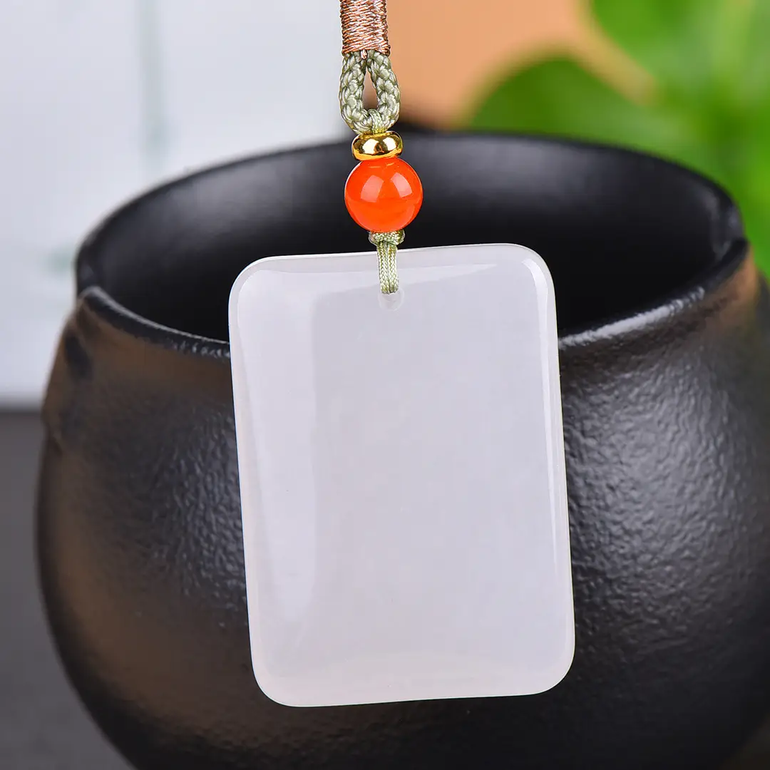 Exquisite Gold Jade Ping An Necklace with Red Pearl