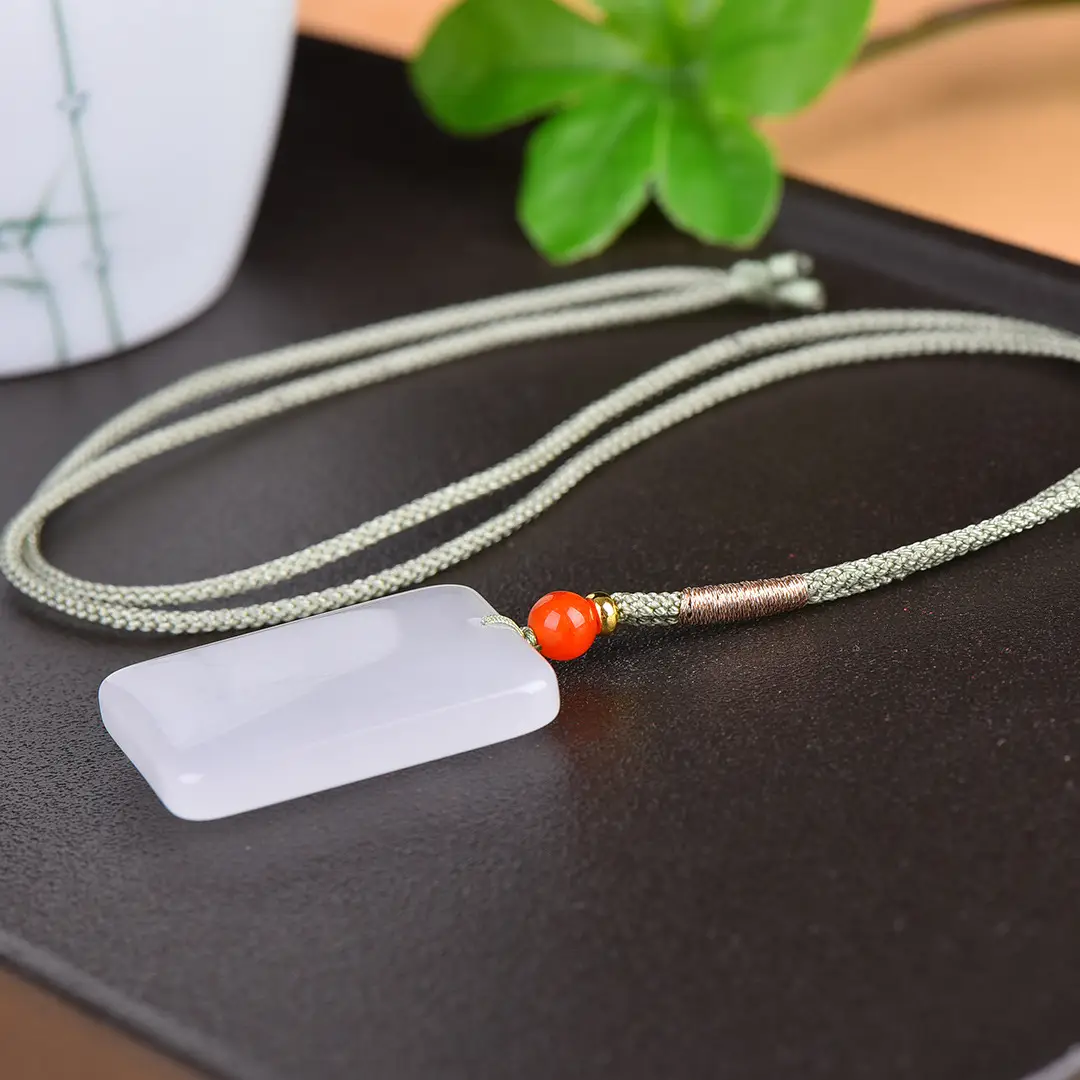 Exquisite Gold Jade Ping An Necklace with Red Pearl