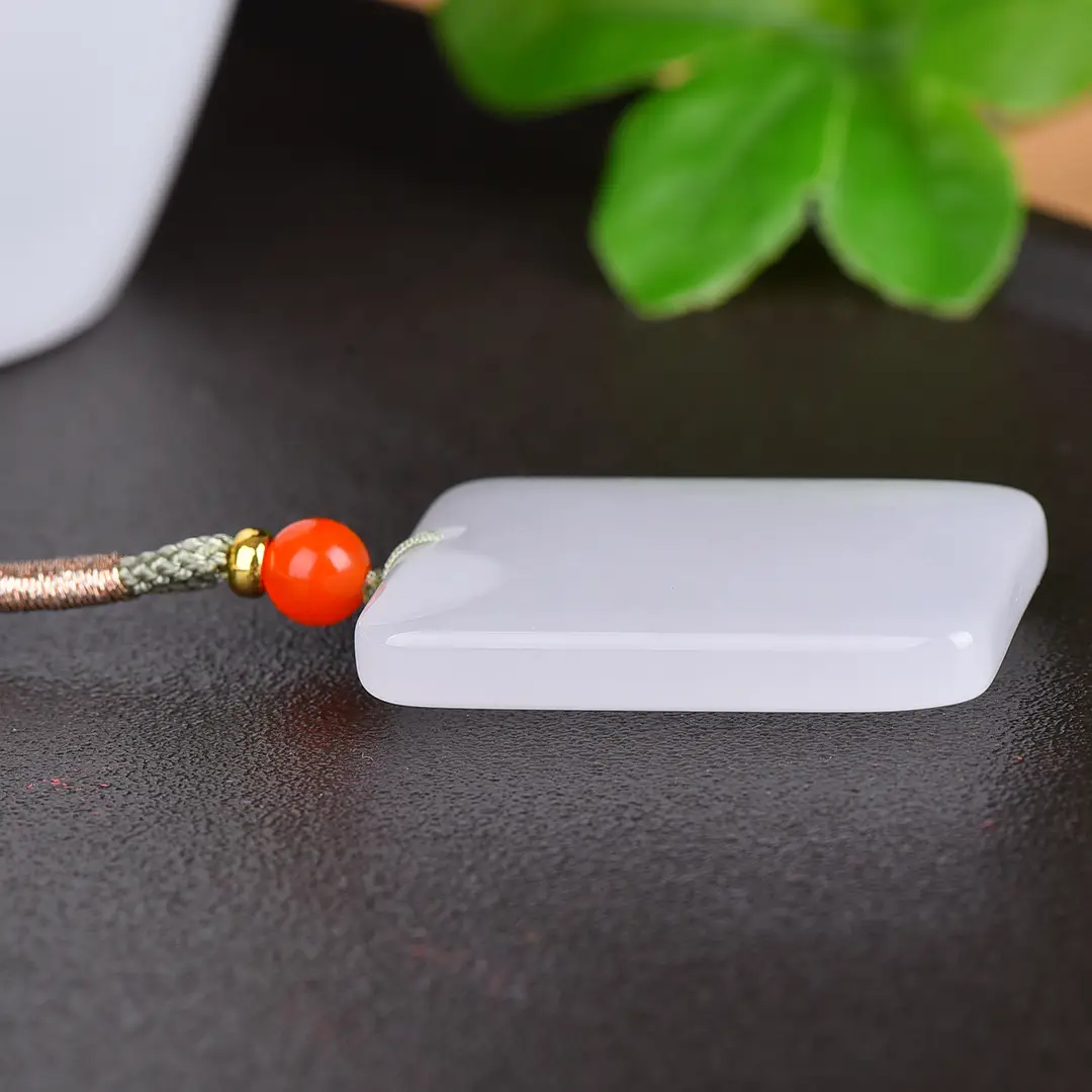 Exquisite Gold Jade Ping An Necklace with Red Pearl