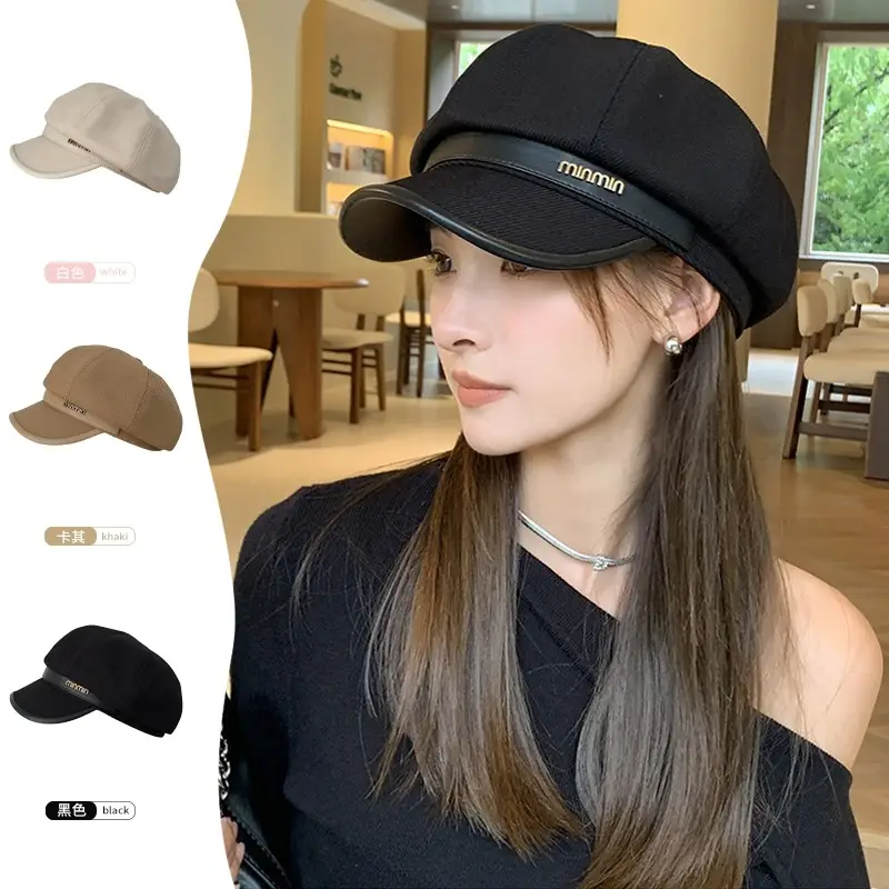 Women's Brown Peaked Cap with Lettering - Image 2