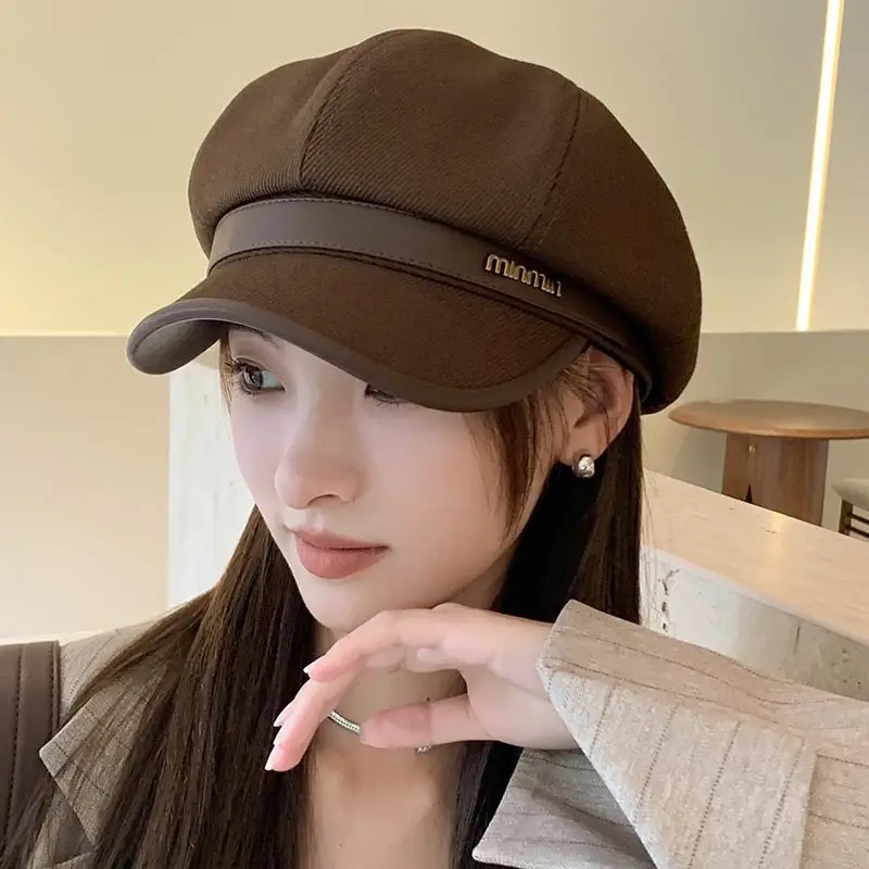 Women's Brown Peaked Cap with Lettering - Image 4