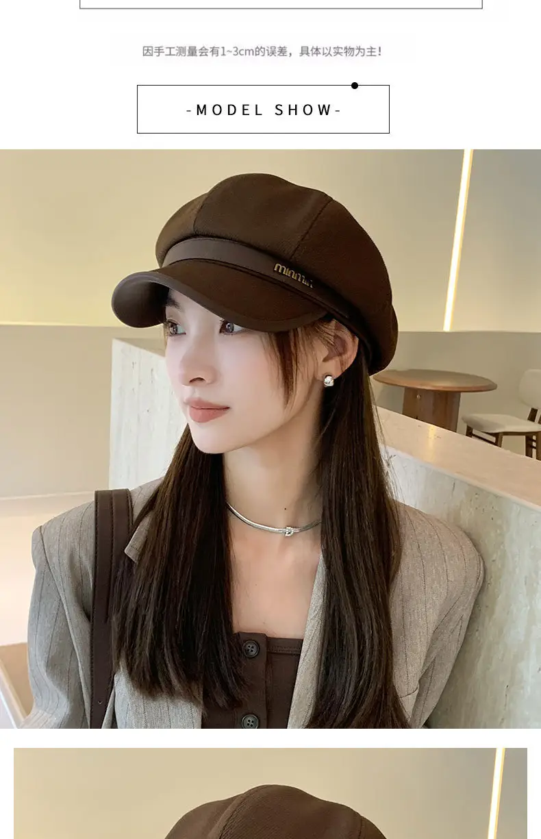 Women's Brown Peaked Cap with Lettering — feature 11