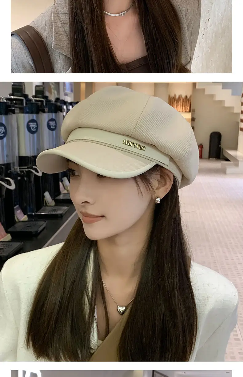 Women's Brown Peaked Cap with Lettering — feature 13