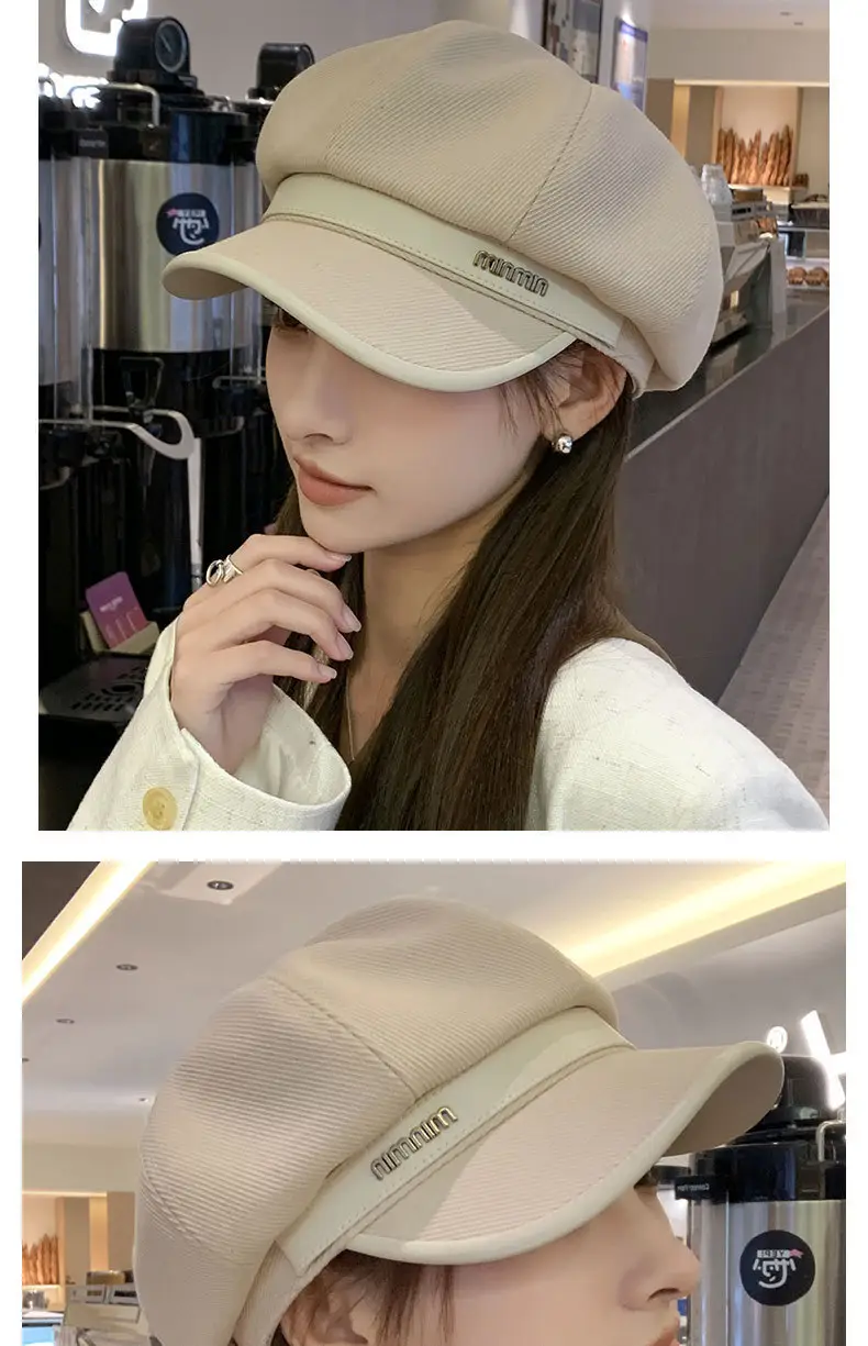 Women's Brown Peaked Cap with Lettering — feature 14