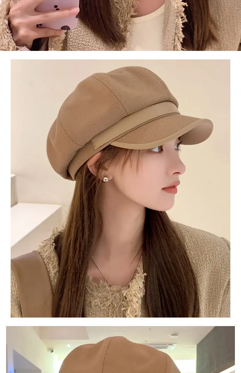 Women's Brown Peaked Cap with Lettering — feature 16