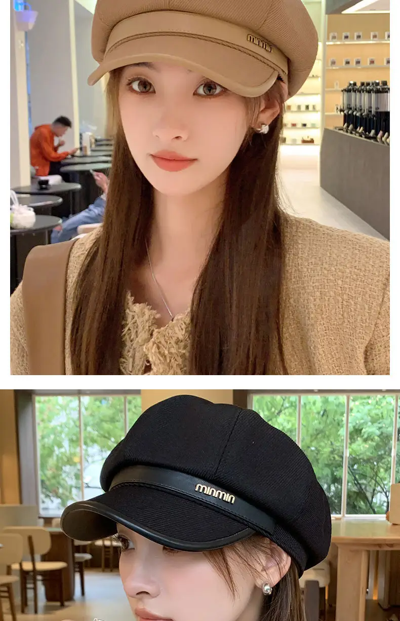 Women's Brown Peaked Cap with Lettering — feature 17