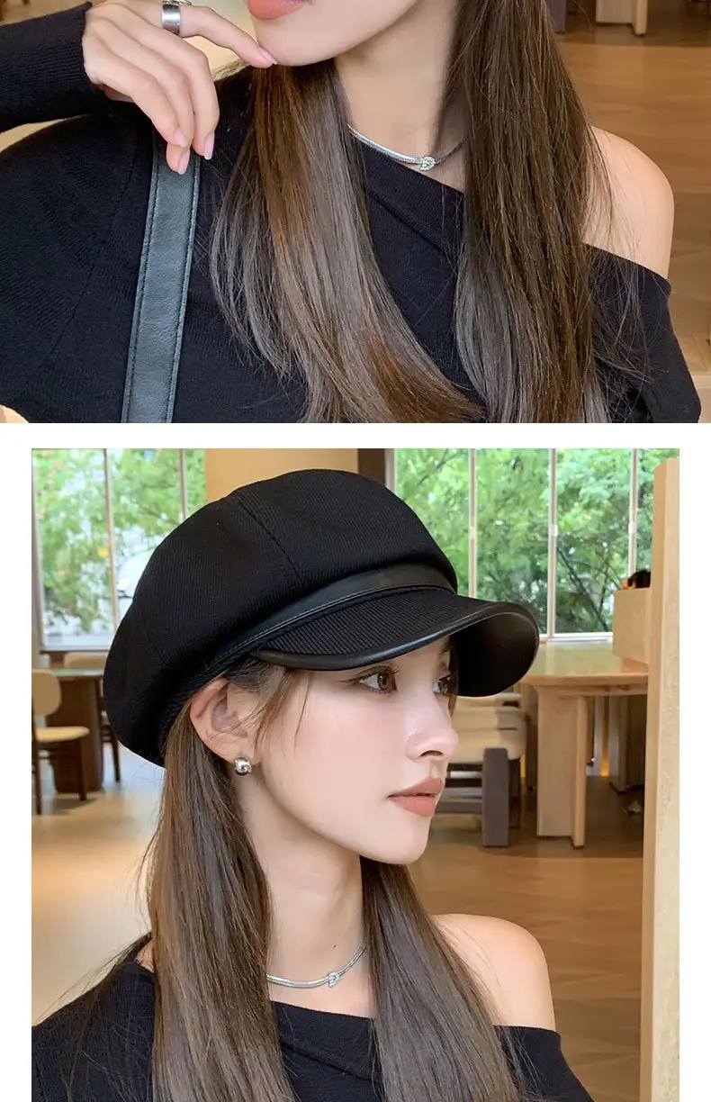 Women's Brown Peaked Cap with Lettering — feature 18