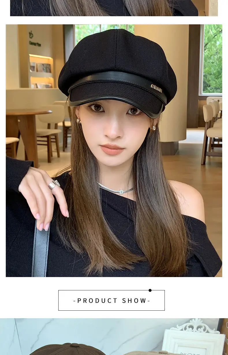 Women's Brown Peaked Cap with Lettering — feature 19
