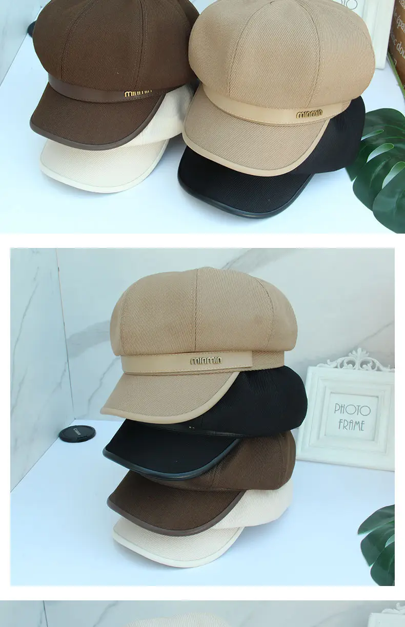 Women's Brown Peaked Cap with Lettering — feature 20
