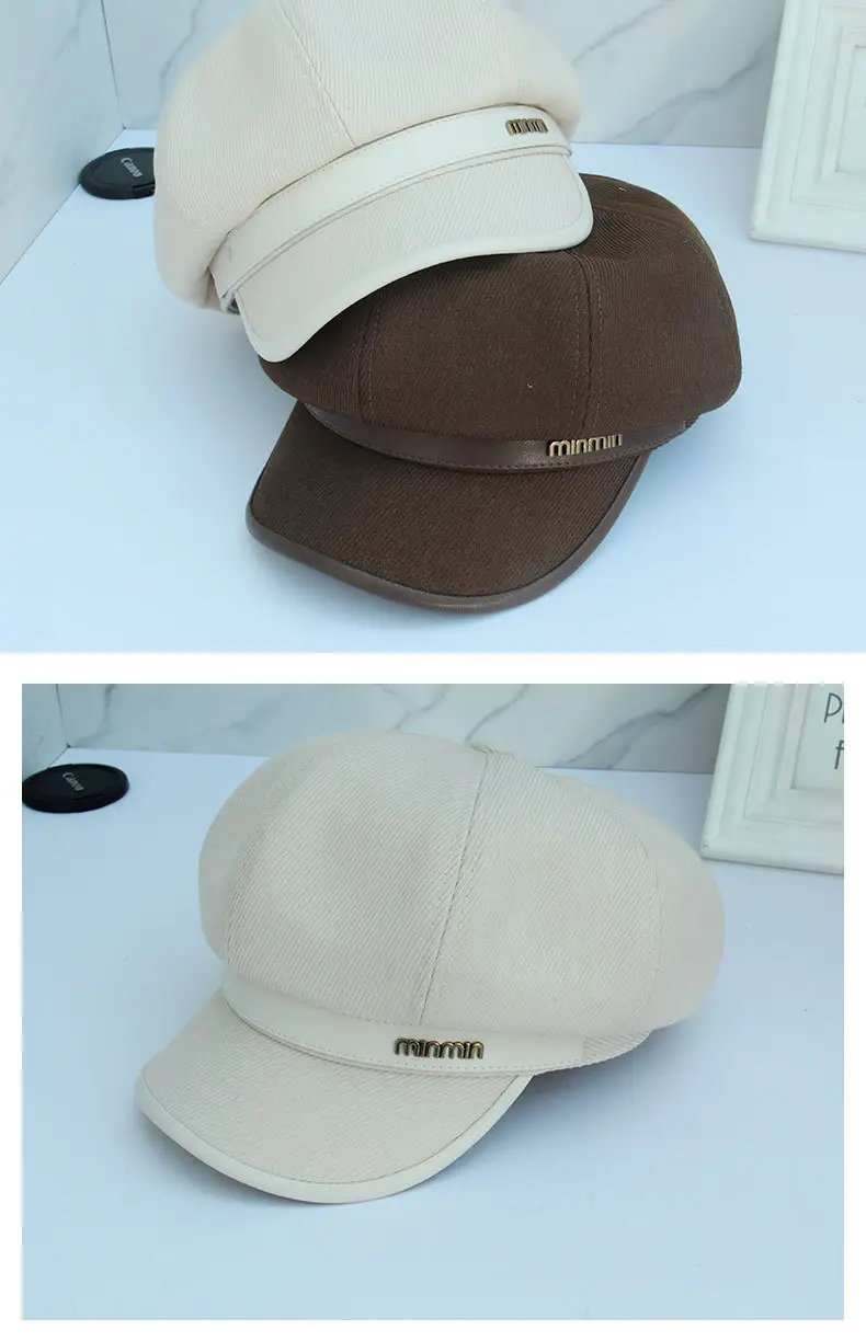 Women's Brown Peaked Cap with Lettering — feature 21