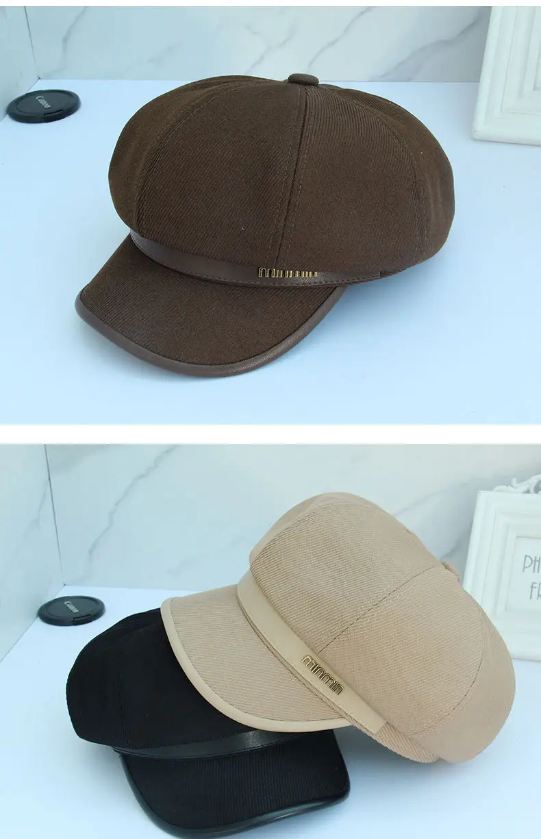 Women's Brown Peaked Cap with Lettering — feature 22