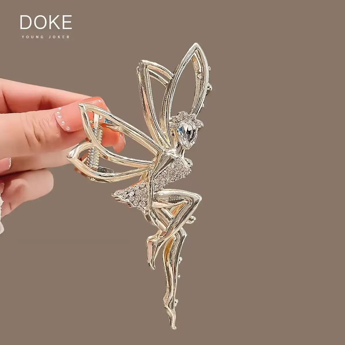Little Angel Metal Hairpin with Shark Clip & Crystal Decor