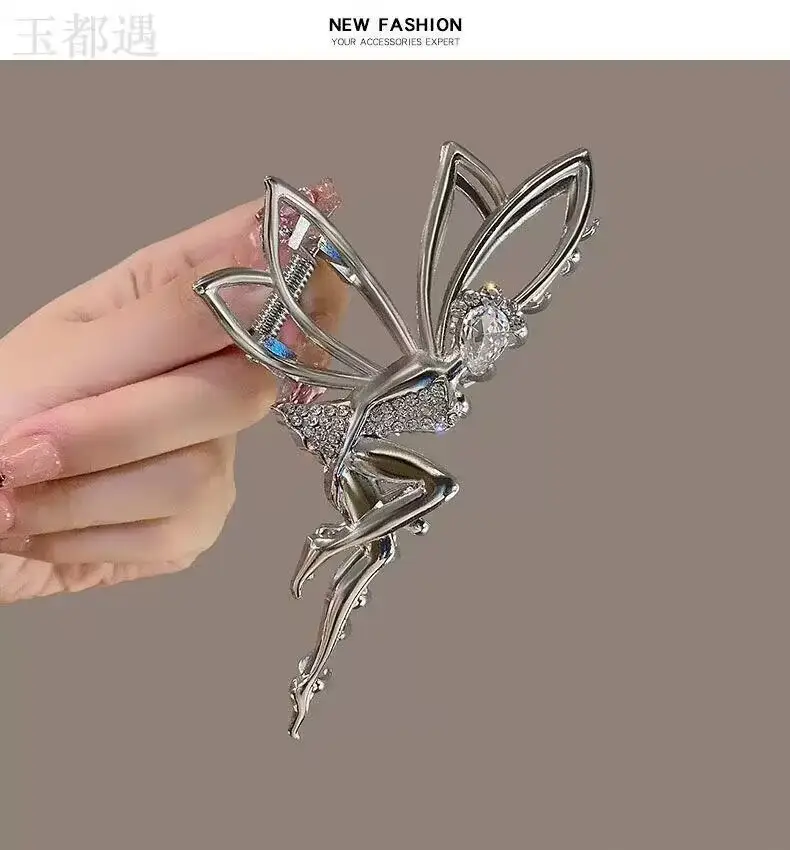 Little Angel Metal Hairpin with Shark Clip & Crystal Decor — feature 1