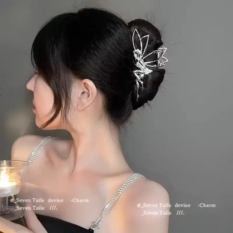 Little Angel Metal Hairpin with Shark Clip & Crystal Decor — feature 10