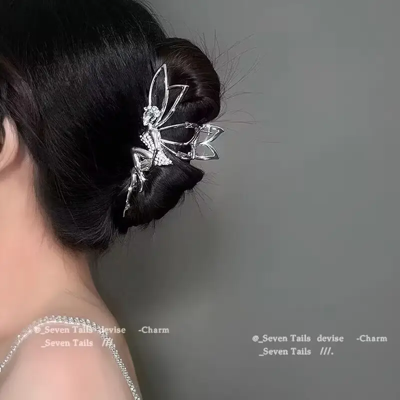 Little Angel Metal Hairpin with Shark Clip & Crystal Decor — feature 28