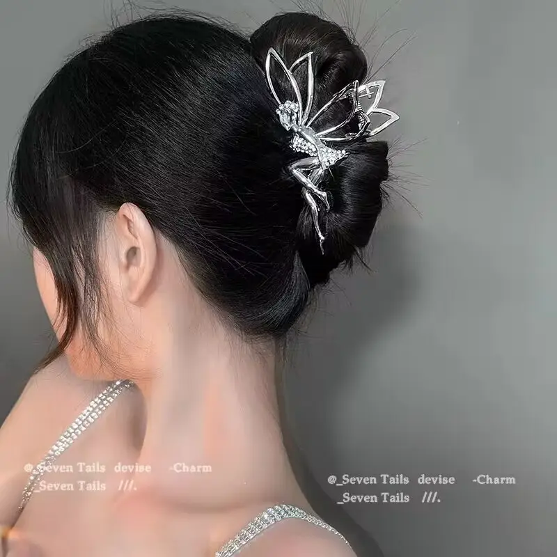 Little Angel Metal Hairpin with Shark Clip & Crystal Decor — feature 30