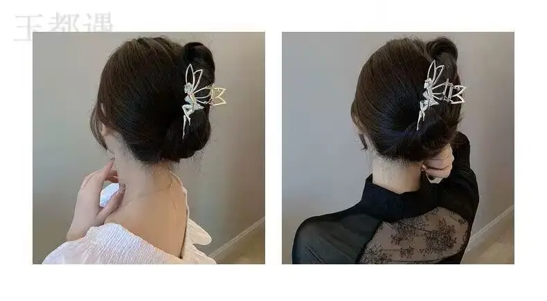 Little Angel Metal Hairpin with Shark Clip & Crystal Decor — feature 5