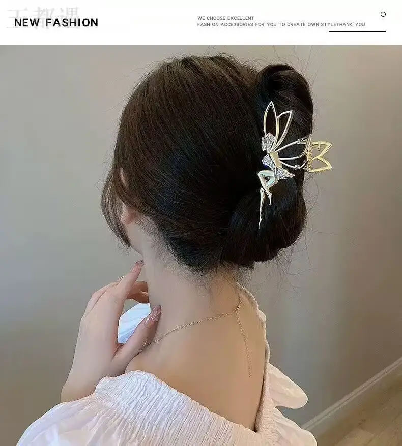 Little Angel Metal Hairpin with Shark Clip & Crystal Decor — feature 6
