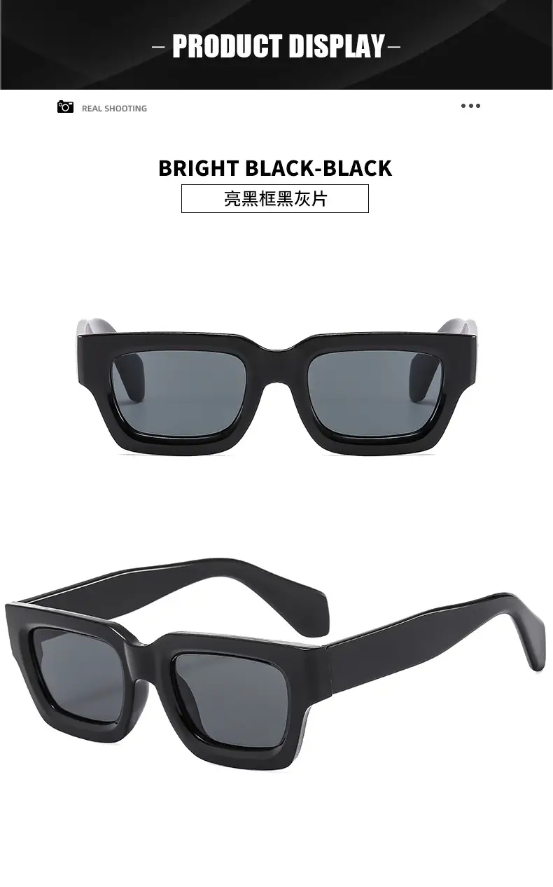 Cross-border Square Frame Sunglasses Black Brown 2023 — feature 10