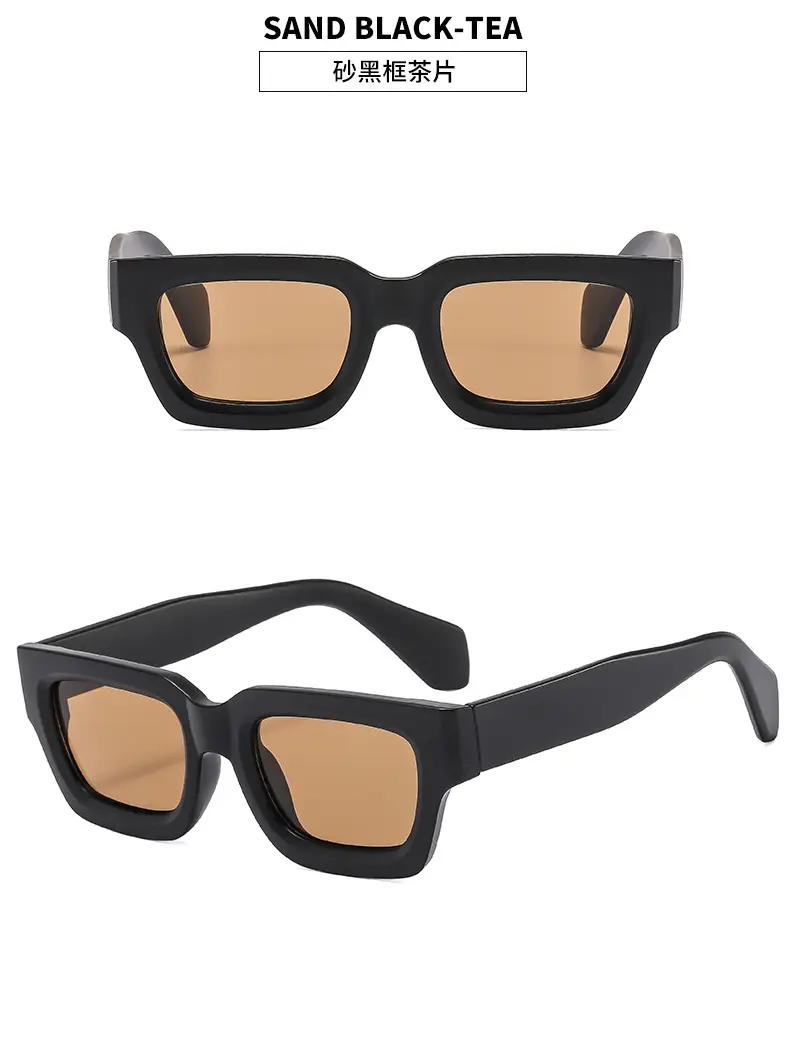Cross-border Square Frame Sunglasses Black Brown 2023 — feature 12
