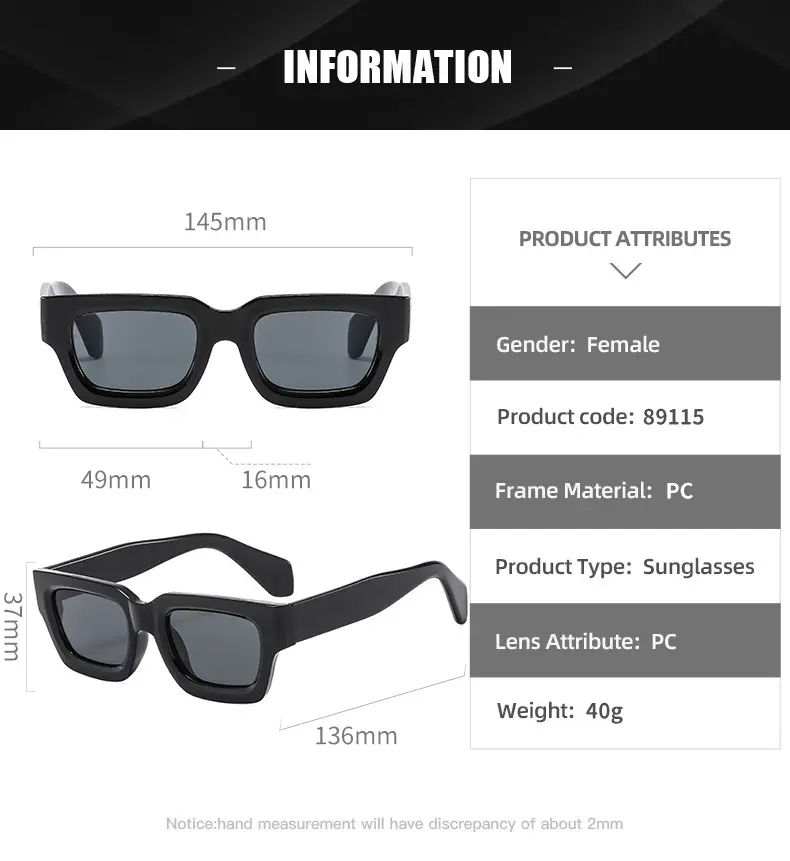 Cross-border Square Frame Sunglasses Black Brown 2023 — feature 8