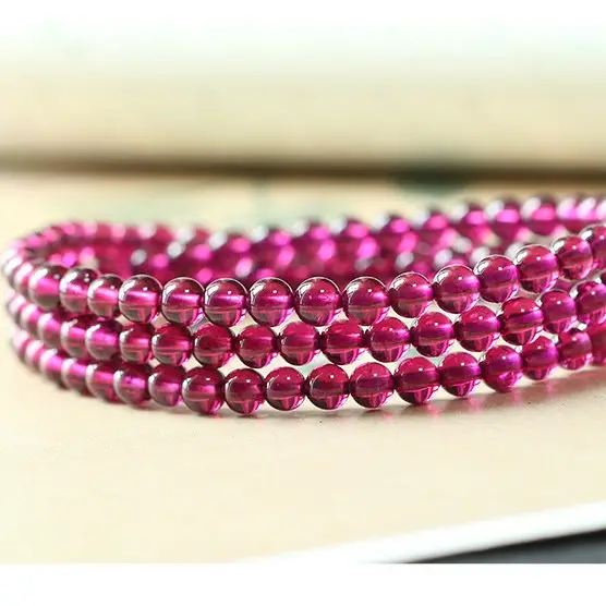 Triple Retro Natural True Crystal Garnet Bracelet — feature 5